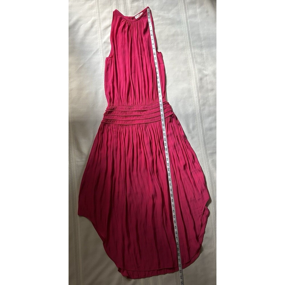 Ramy Brook New York Audrey Smocked MidiDress Women’s XS Satin Pink Orig $425 EUC - Picture 12 of 16